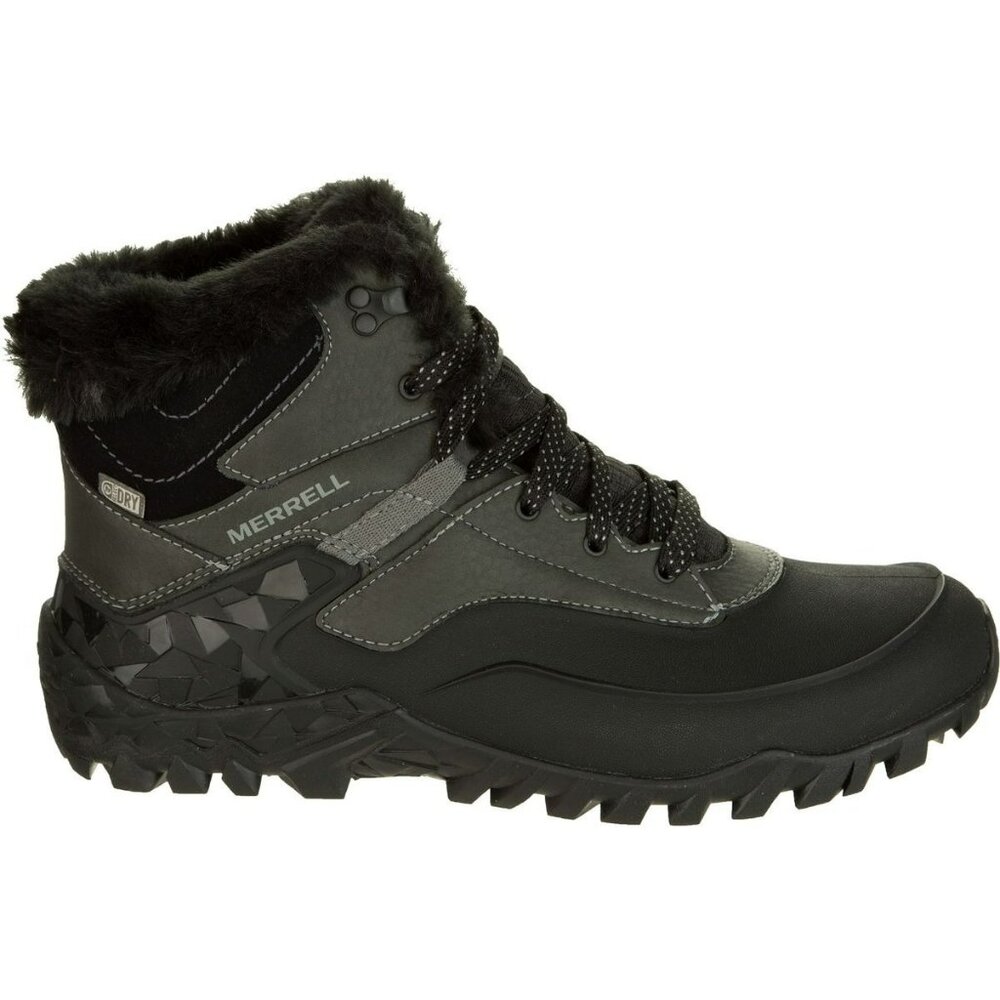 Merrell Womens Waterproof Fluorecein Shell 6 Winter Boots Black Fur-Lined Sz 6.5